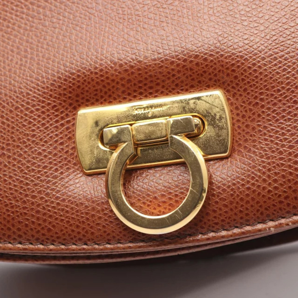 Salvatore Ferragamo Brown Leather Bag Gancini Shoulder - Picture 7 of 10